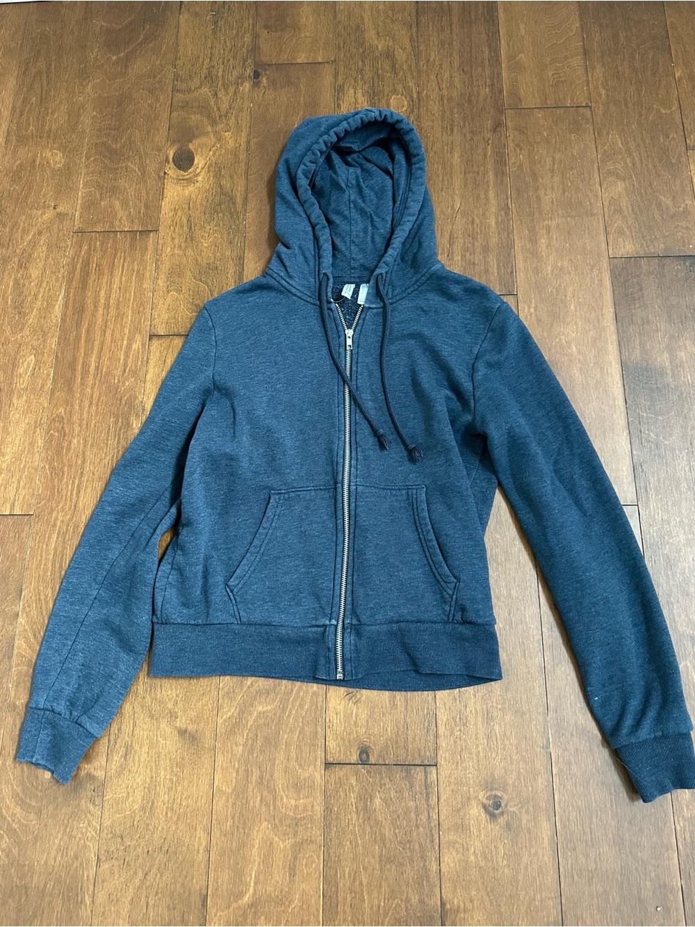 Women's Zip-Up Hooded Jacket in Heather Navy - Unbranded